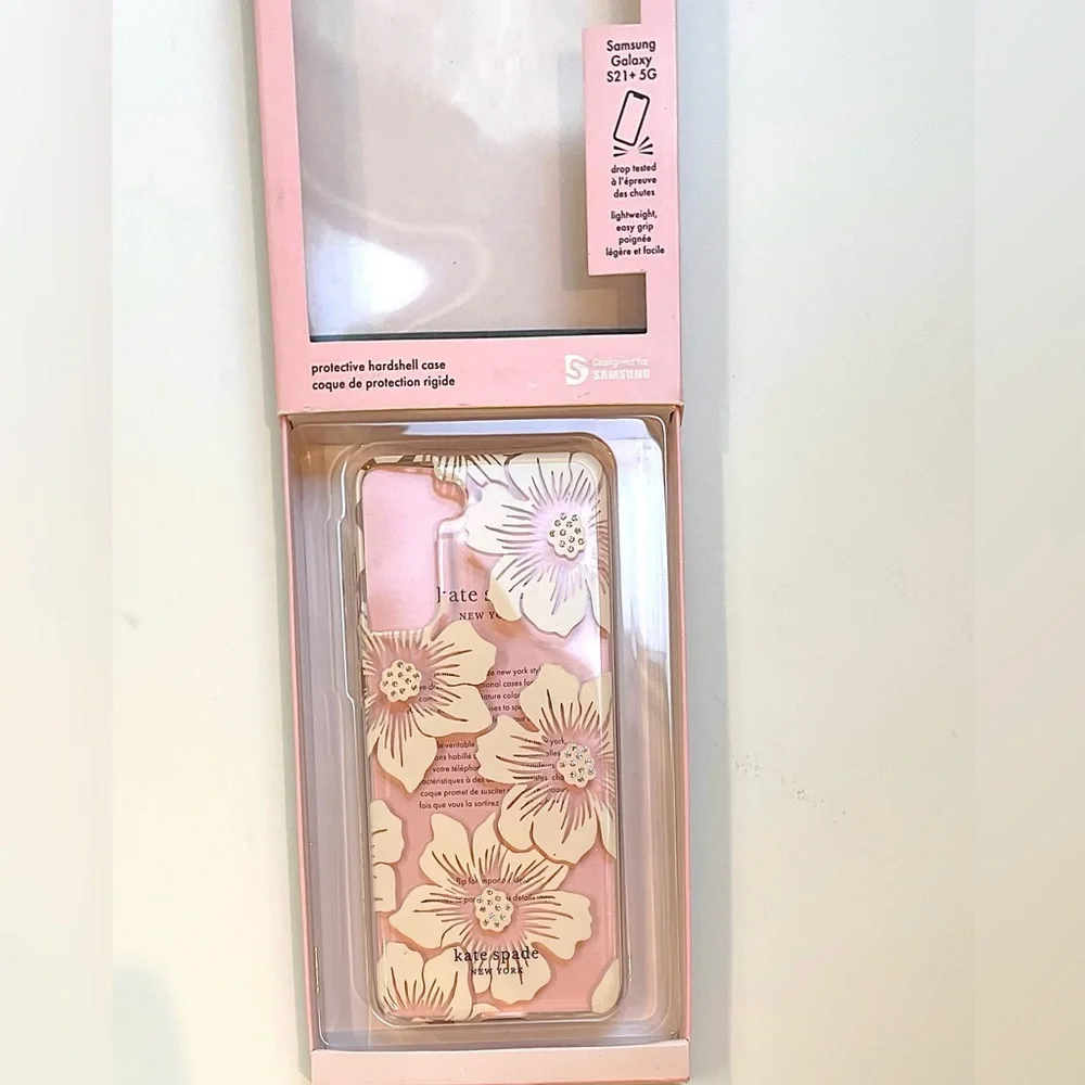 Kate Spade Hollyhock Floral Protective Clear Hardshell Case for Galaxy S21 + 5G